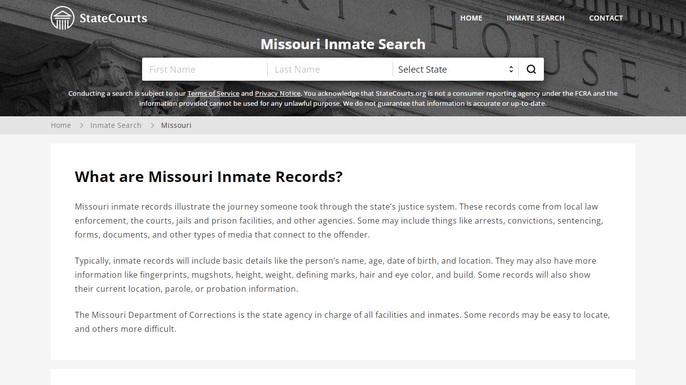 Missouri Inmate Search, Prison and Jail Information - StateCourts